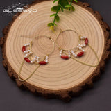 Freshwater Pearl Hoop Earrings Coral Chain GE1010B