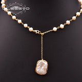 Freshwater Pearl Necklace for Women, Moveable Pearl Pendant Gift