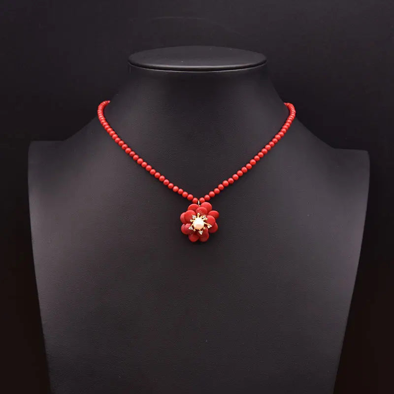 Freshwater Pearl Necklace Coral Necklace Party Birthday Gift