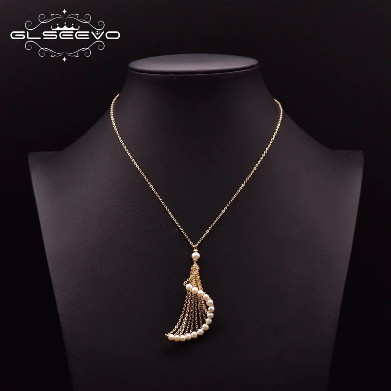 Natural Freshwater Pearl Necklace Pendant Woman Long Necklace Wedding Party Gift