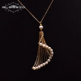 Natural Freshwater Pearl Necklace Pendant Woman Long Necklace Wedding Party Gift