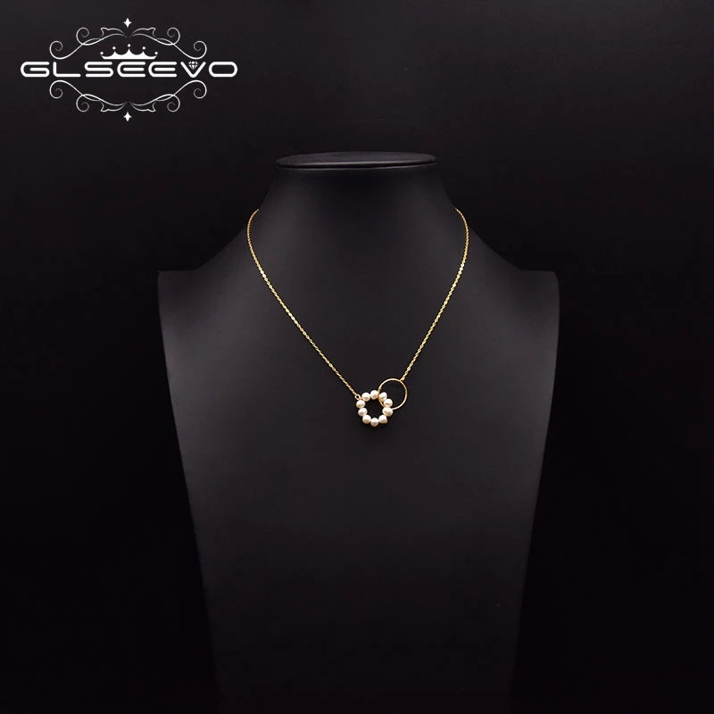 Natural Freshwater Pearl Necklace 925 Sterling Silver Chain Link Jewelry GN0264
