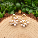 Freshwater Pearl S925 Silver Flower Earrings Wedding Jewelry