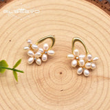 Freshwater Pearl S925 Silver Flower Earrings Wedding Jewelry