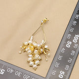 Golden Shining Drop Earrings Freshwater Pearl Strings