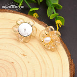 925 Silver Freshwater Pearl Stud Earrings Flower Citrine GE0780A