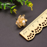 925 Silver Freshwater Pearl Stud Earrings Flower Citrine GE0780A