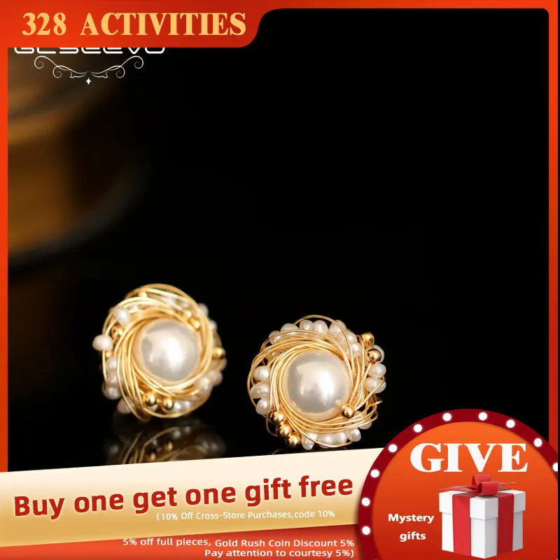 Freshwater Pearl Stud Earrings Wedding Gift Charm Jewellery