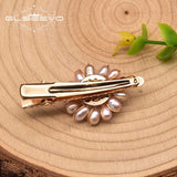 Freshwater Pearl Sun Flower Hairpin Brass Plated Women's Jewelry