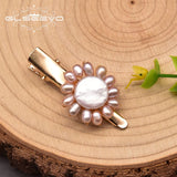 Freshwater Pearl Sun Flower Hairpin Brass Plated Women's Jewelry