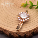 Freshwater Pearl Sun Flower Hairpin Brass Plated Women's Jewelry