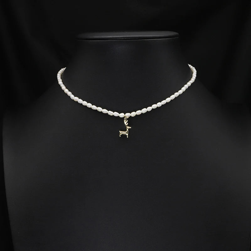 Natural Freshwater Pearls Elk Necklace Women's Fine Jewelry