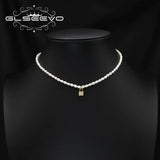 Natural Freshwater Pearls Lock Shape Woman Necklace Korea Wedding Accessories