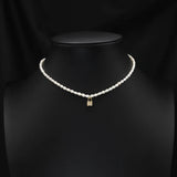 Natural Freshwater Pearls Lock Shape Woman Necklace Korea Wedding Accessories