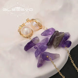 Freshwater Pearls Amethyst Drop Earrings High Jewelry For Woman