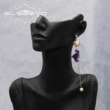 Freshwater Pearls Amethyst Drop Earrings High Jewelry For Woman