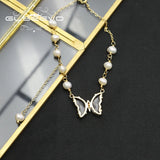 Freshwater Pearls Butterfly Chain Pendant Bracelet Jewelry