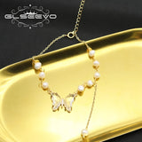 Freshwater Pearls Butterfly Chain Pendant Bracelet Jewelry