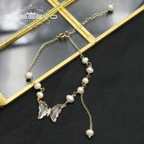 Freshwater Pearls Butterfly Chain Pendant Bracelet Jewelry