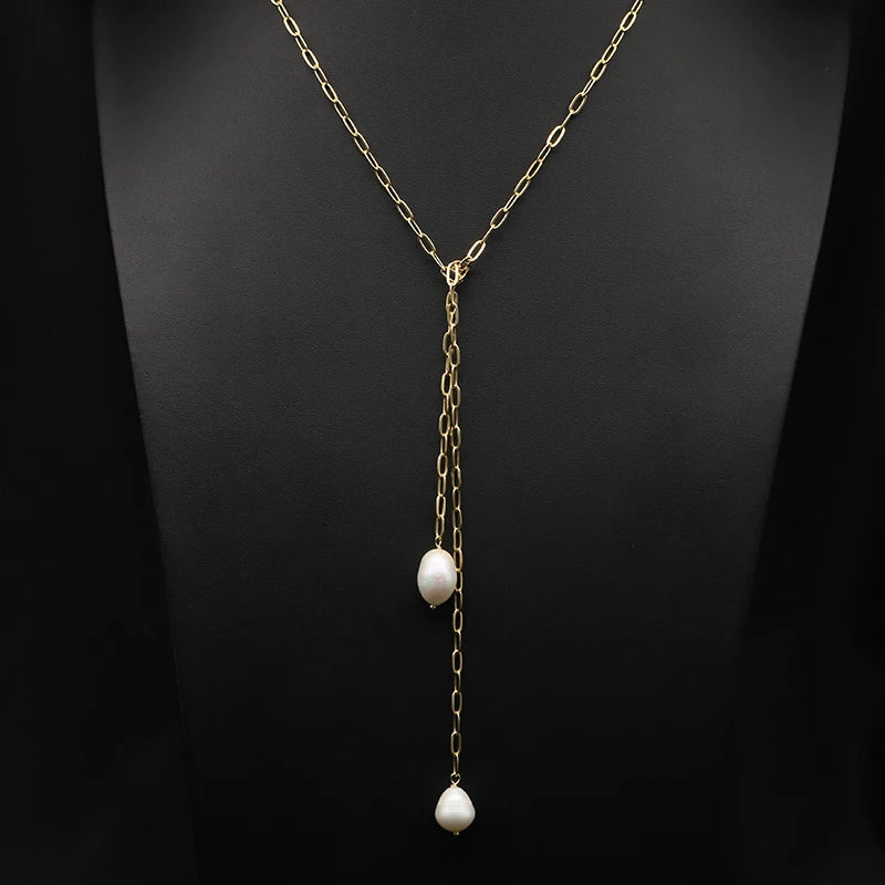 Freshwater Pearls Chain Woman Pendant Necklace Minimalism Romance