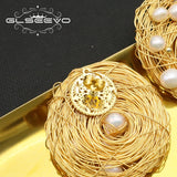 Freshwater Pearl Circular Stud Earrings Exaggerated Style