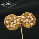 Freshwater Pearl Circular Stud Earrings Exaggerated Style
