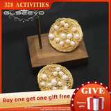 Freshwater Pearl Circular Stud Earrings Exaggerated Style