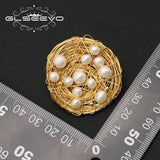 Freshwater Pearl Circular Stud Earrings Exaggerated Style