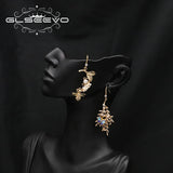 Freshwater Pearls Cloisonne Asymmetry Earrings GE1285