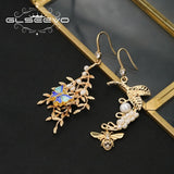 Freshwater Pearls Cloisonne Asymmetry Earrings GE1285