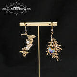 Freshwater Pearls Cloisonne Asymmetry Earrings GE1285