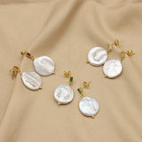 Freshwater Pearl Zircon Drop Earrings Classic Ethnic Indian Jewelry