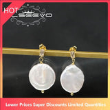 Freshwater Pearl Zircon Drop Earrings Classic Ethnic Indian Jewelry
