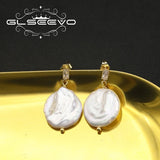 Freshwater Pearl Zircon Drop Earrings Classic Ethnic Indian Jewelry