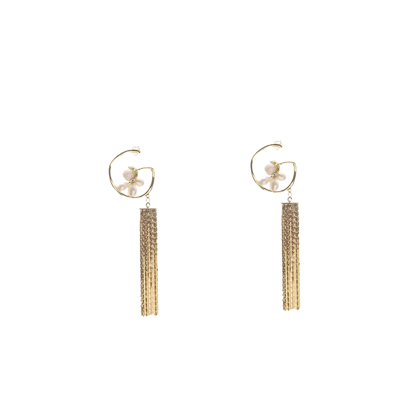 Freshwater Pearl Flowers Tassel Women's Earrings