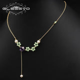 Freshwater Pearl Green Crystal Pendant Necklace Wedding Jewelry