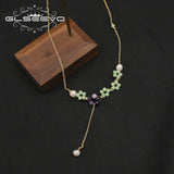 Freshwater Pearl Green Crystal Pendant Necklace Wedding Jewelry