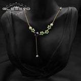 Freshwater Pearl Green Crystal Pendant Necklace Wedding Jewelry