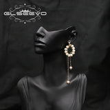 Freshwater Pearls Long Chain Drop Earrings Elegant Art Jewelry