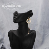 Freshwater Pearls Long Chain Drop Earrings Elegant Art Jewelry
