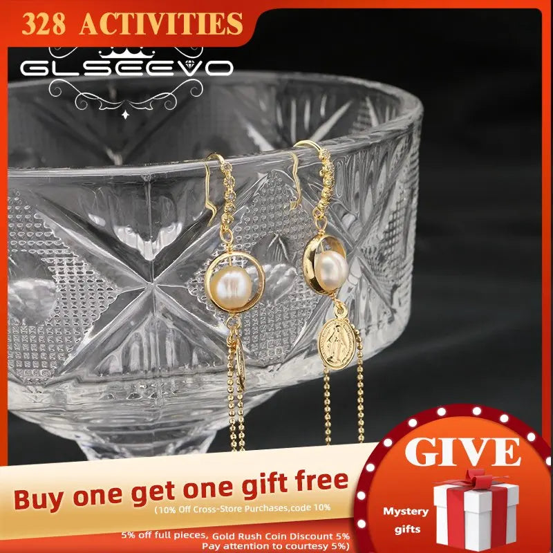 Freshwater Pearl Long Chain Tassel Drop Earrings Retro Elegance Jewelry