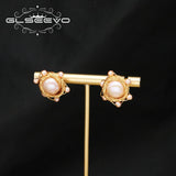 Funny Pink Pearl Stud Earrings for Women Art Jewelry