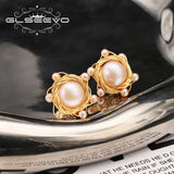 Funny Pink Pearl Stud Earrings for Women Art Jewelry