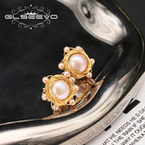 Funny Pink Pearl Stud Earrings for Women Art Jewelry