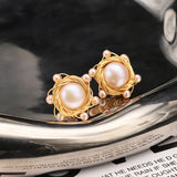 Funny Pink Pearl Stud Earrings for Women Art Jewelry