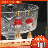 Freshwater Pearls Red Coral Dangle Earrings Women's Jewelry