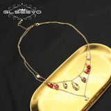 Freshwater Pearls Colorful Crystals Double Chain Necklace