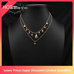 Freshwater Pearls Colorful Crystals Double Chain Necklace