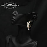 Yellow Roses Freshwater Pearl Earrings Exaggeration Style GE127