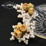 Freshwater Pearls Yellow Roses Earrings for Women
